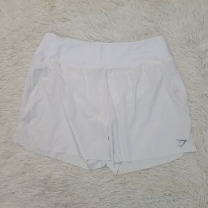 Gymshark Shorts Womens 2XL XXL White Speed Shorts Lined Loose Workout